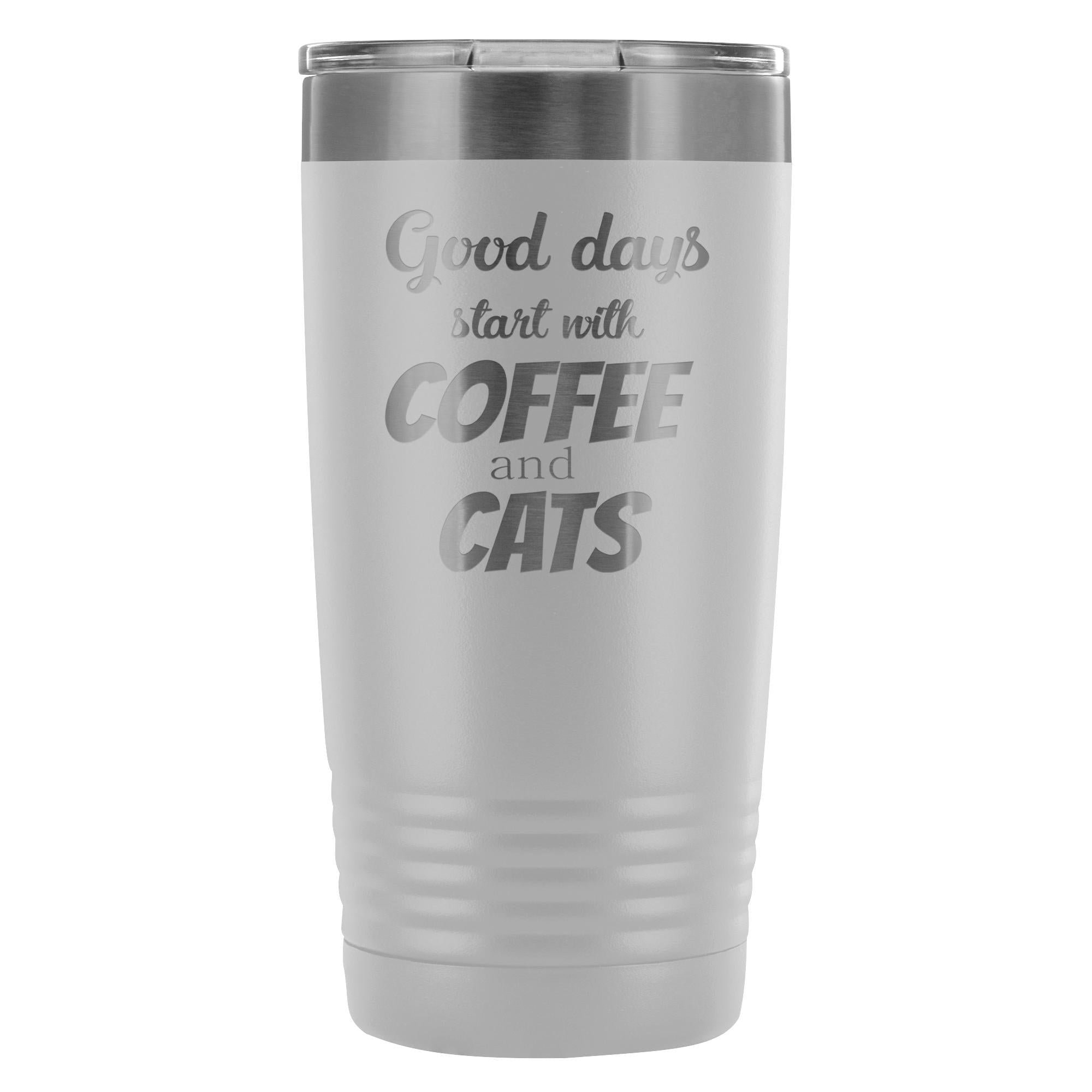 Coffee and Cats 20oz Vacuum Tumbler - Polar Camel Double Wall Insulated Stainless Steel