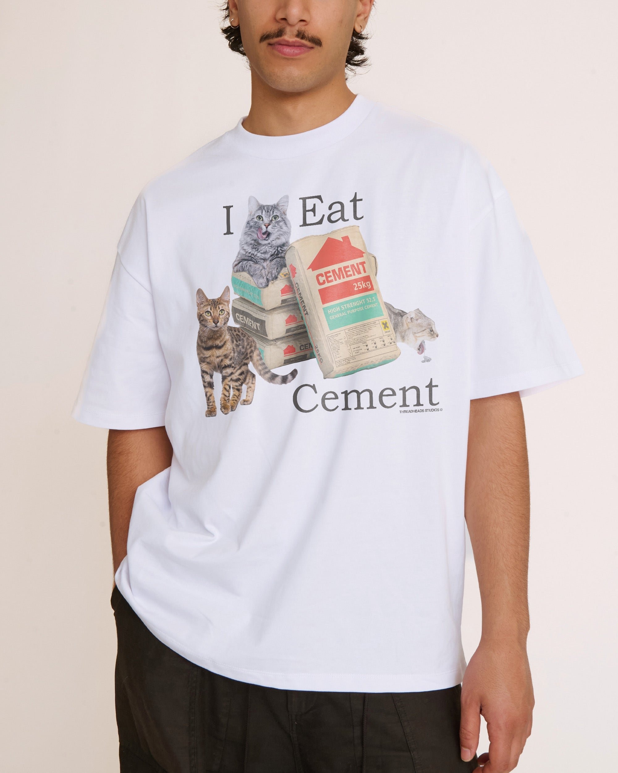 I Eat Cement Oversized Graphic Tee - Unisex 100% Combed Cotton Heavyweight T-Shirt