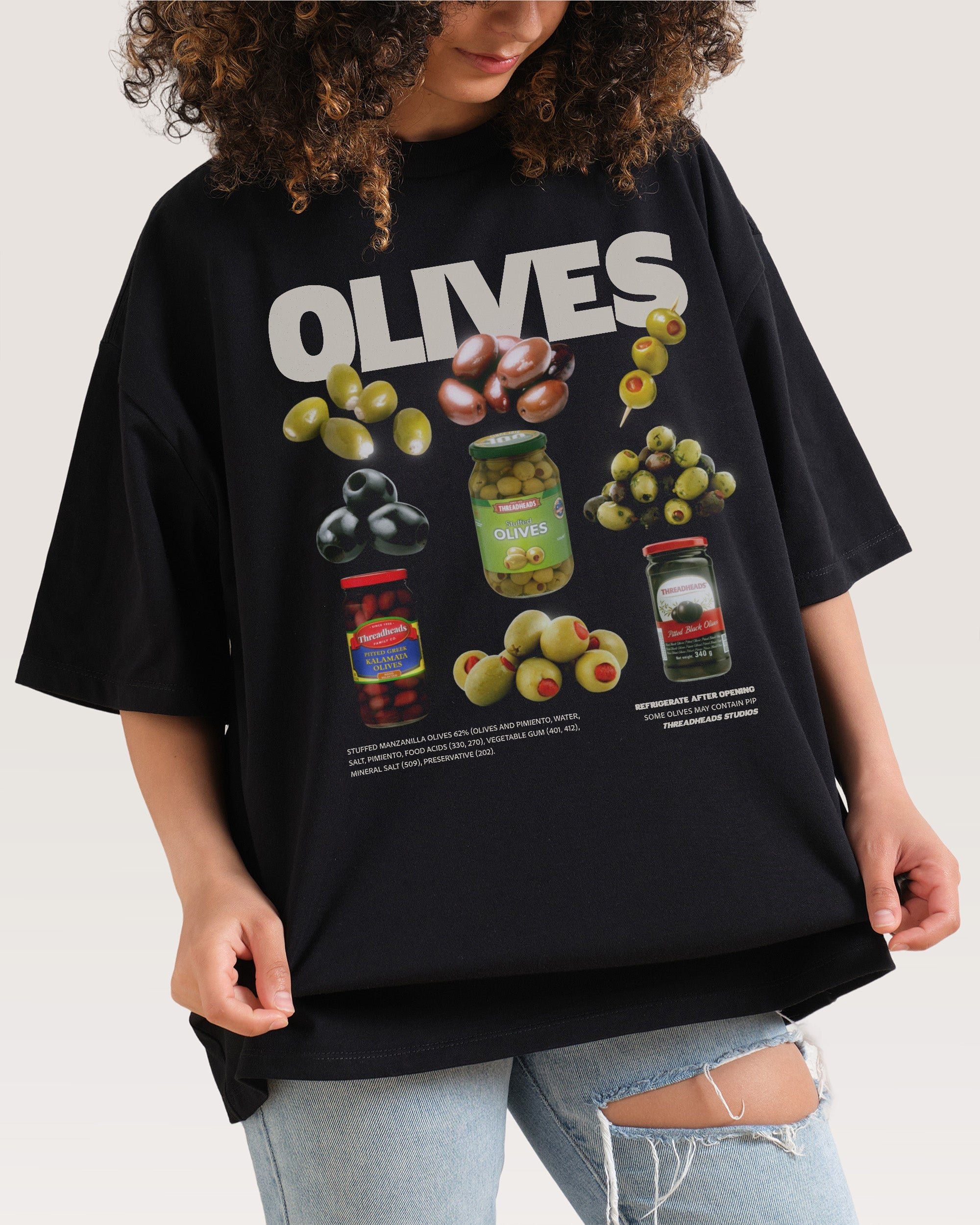 Olives Oversized Graphic Tee - Threadheads 90s Boxy Fit 100% Combed Cotton