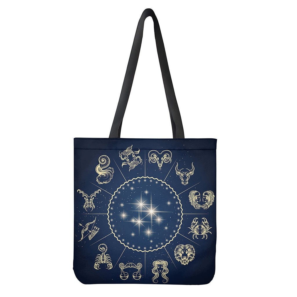 Zodiac Astrology Symbols Print Tote Bag - Polyester Double-Sided Lightweight
