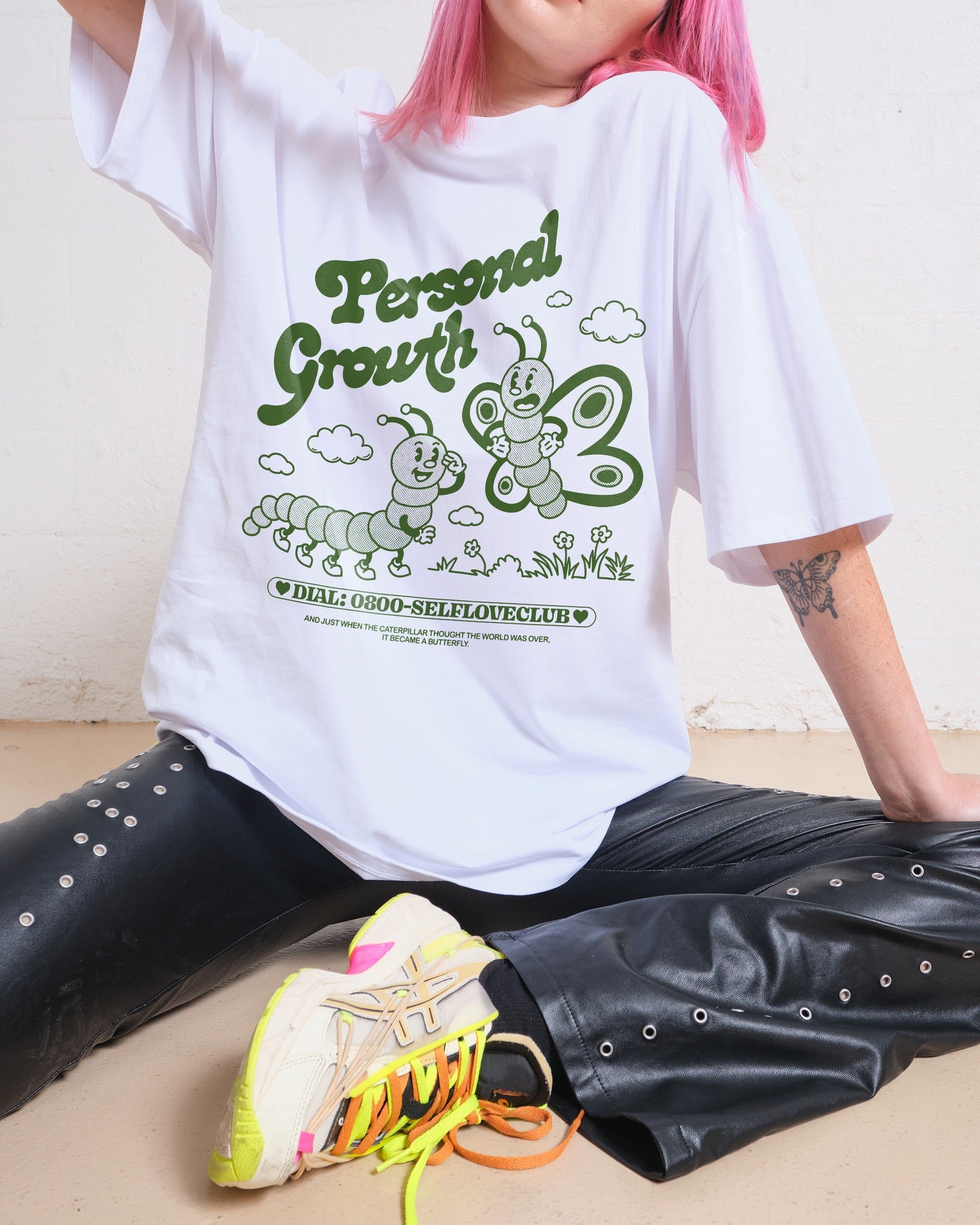 Personal Growth Oversized Graphic Tee - Unisex 90s Boxy Fit 100% Combed Cotton