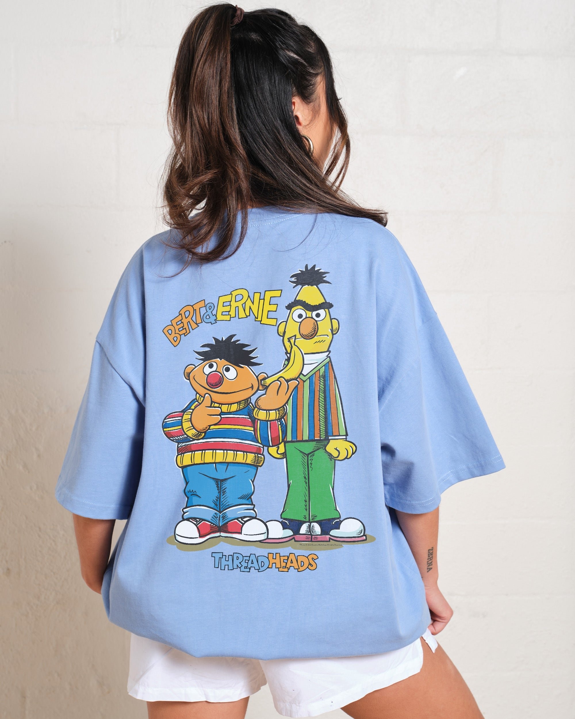 Bert and Ernie Driving Me Bananas Oversized Graphic T-Shirt - Unisex 90s Boxy Fit