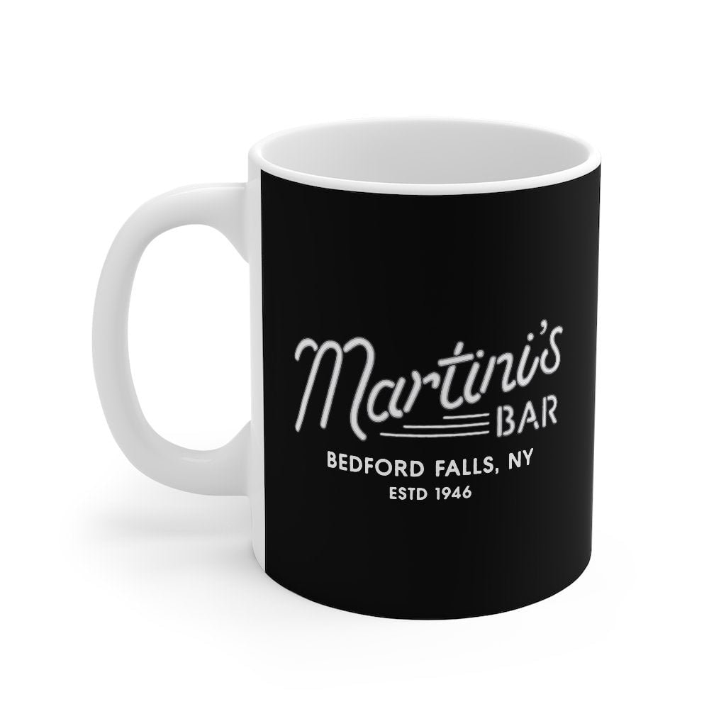 Martini's Bar Coffee Mug - White Ceramic 11oz Classic Shape