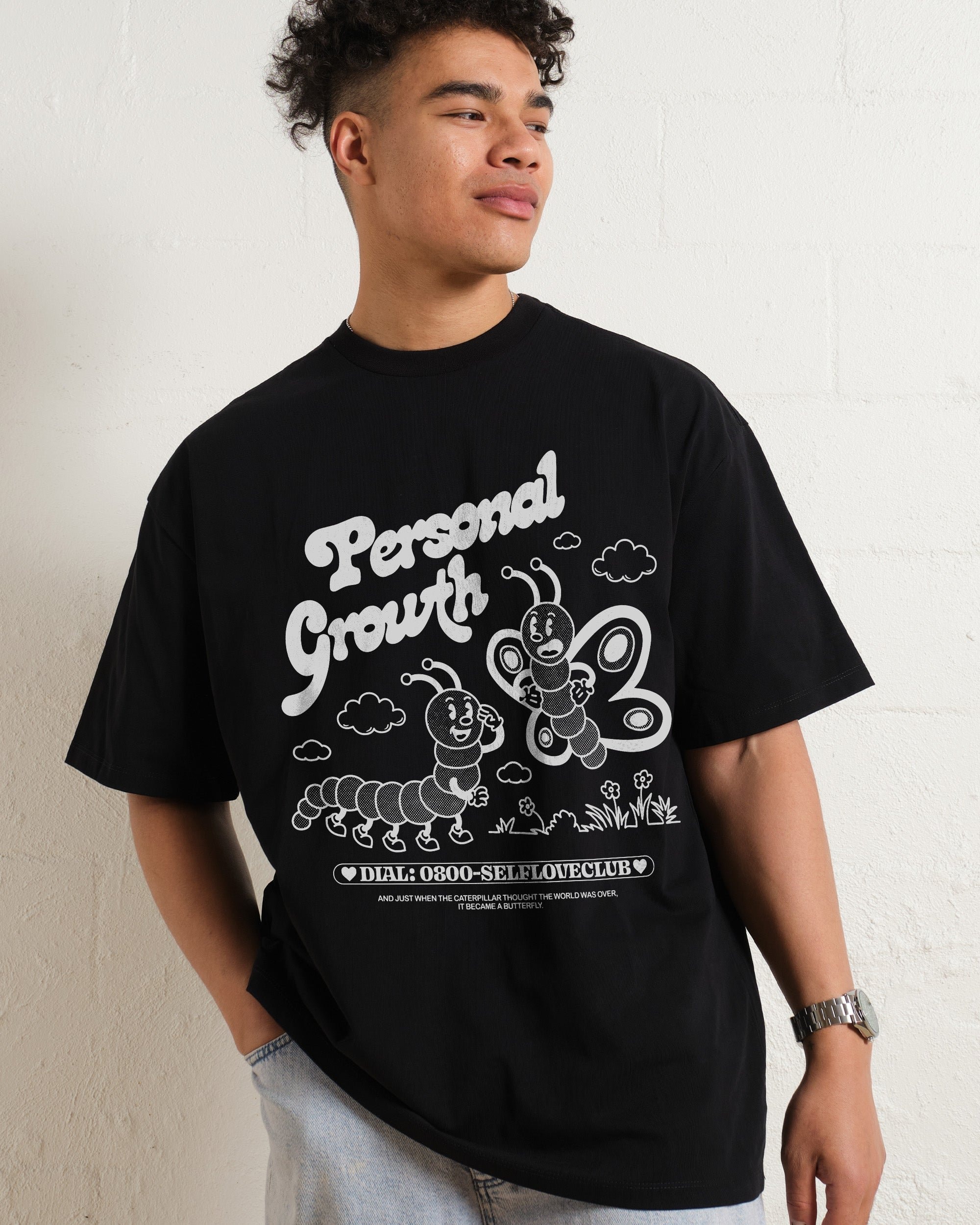 Personal Growth Oversized Graphic Tee - Unisex 90s Boxy Fit 100% Combed Cotton