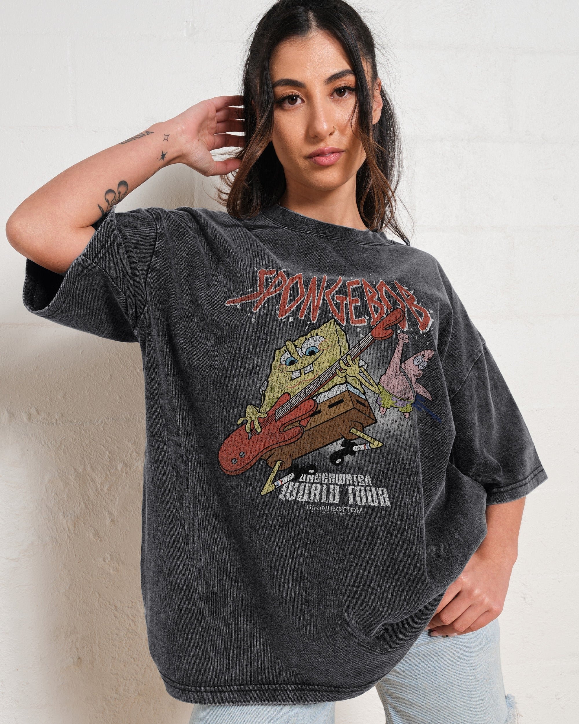 SpongeBob World Tour Oversized Graphic T-Shirt - Unisex 100% Combed Cotton Tee