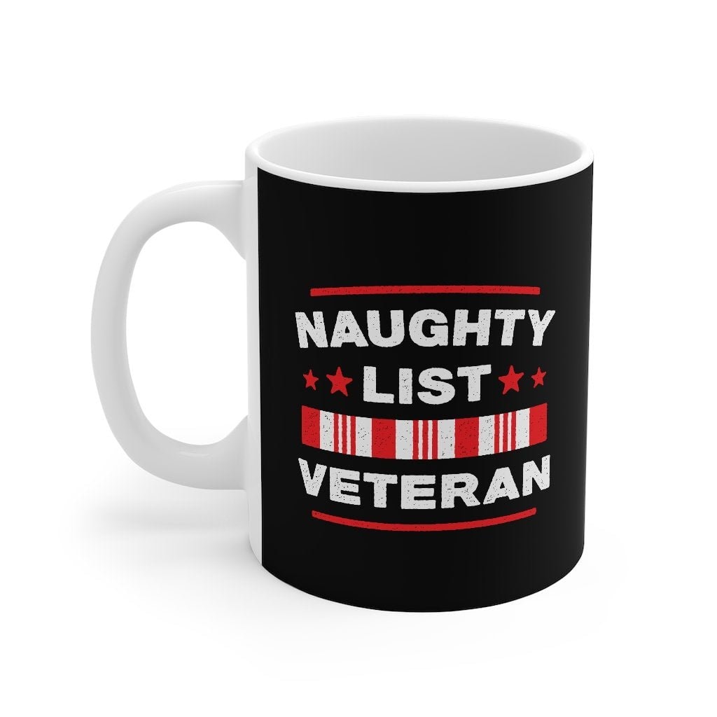 Naughty List Veteran Ceramic Coffee Mug - White 11oz Sublimation Print