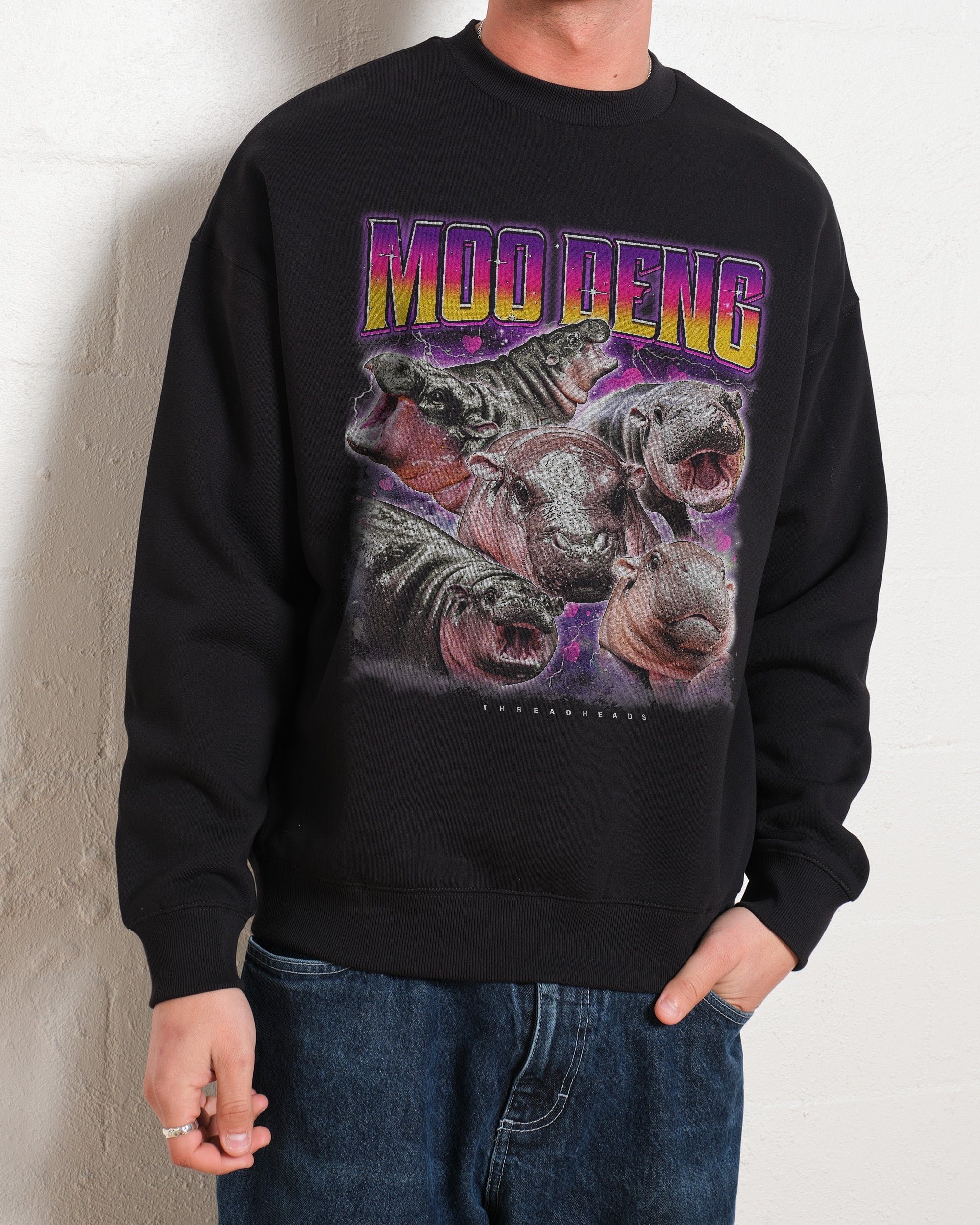 Moo Deng Sweatshirt - Premium Unisex Graphic Sweatshirt by Threadheads