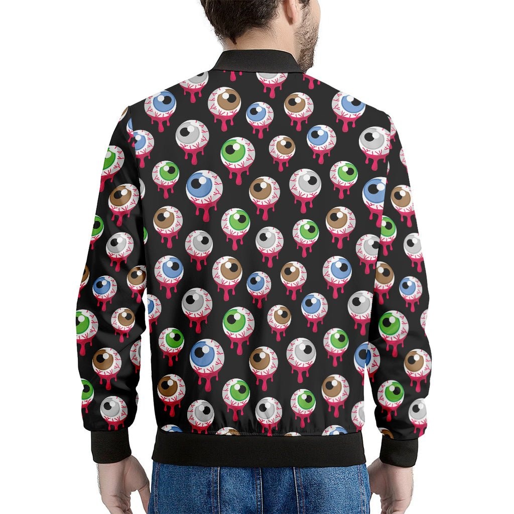 Bloody Eyeball Pattern Print Men's Bomber Jacket - GearFrost