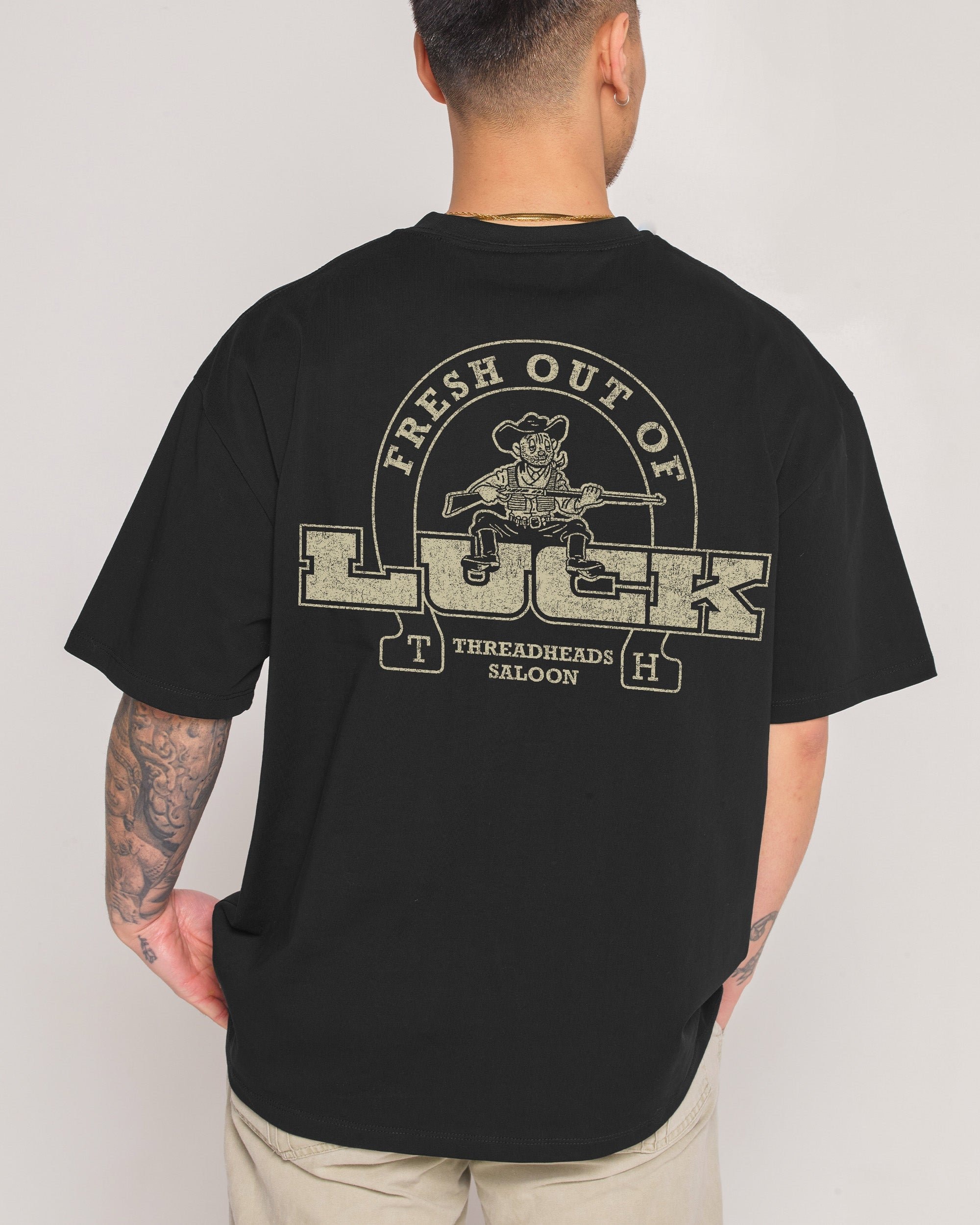 Fresh Out of Luck Oversized Graphic Tee - Unisex 90s Boxy Fit 100% Combed Cotton