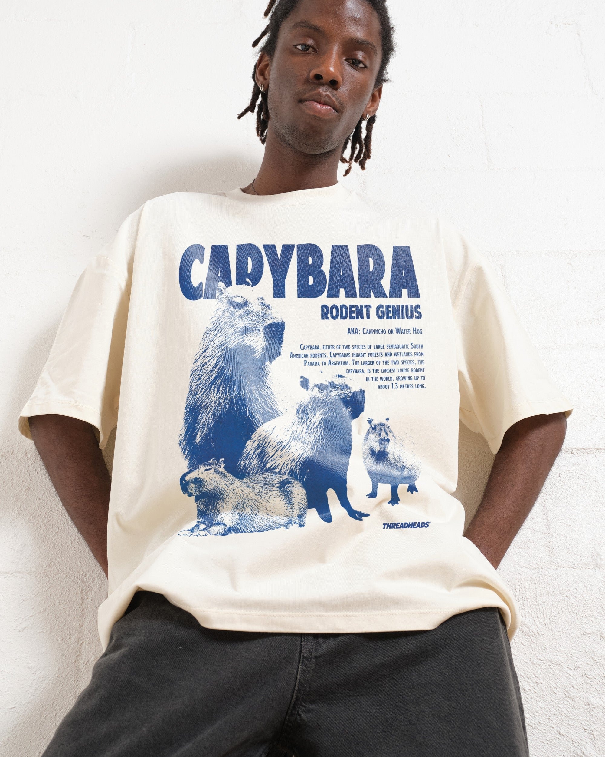 Capybara Rodent Genius Oversized Graphic T-Shirt - Unisex 100% Combed Cotton Tee