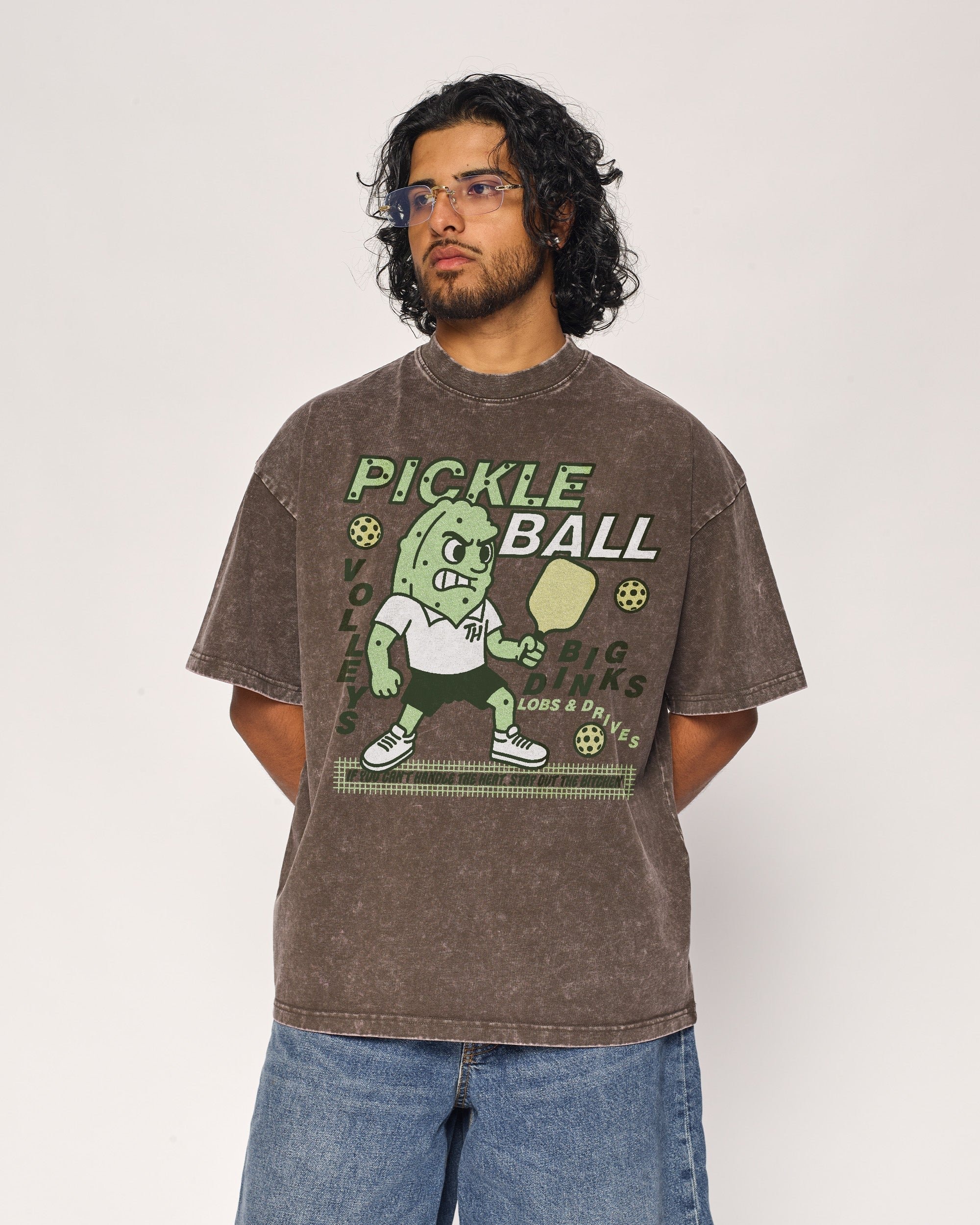 Pickleball Oversized Graphic Tee - Unisex 90s Boxy Fit 100% Combed Cotton