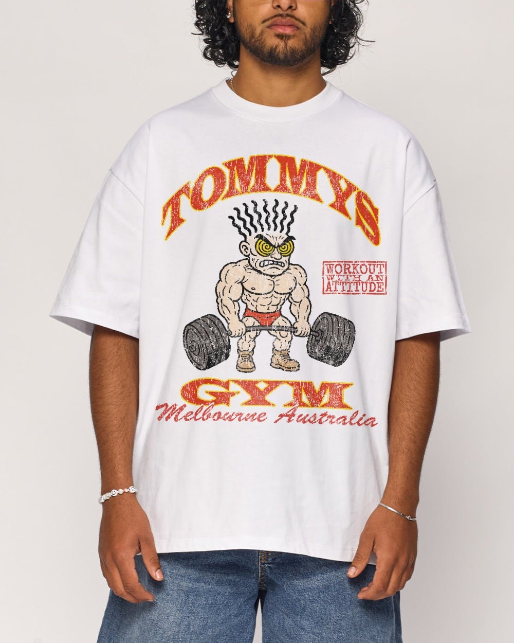 Tommy���s Gym Oversized Graphic Tee - Unisex 90s Boxy Fit 100% Combed Cotton
