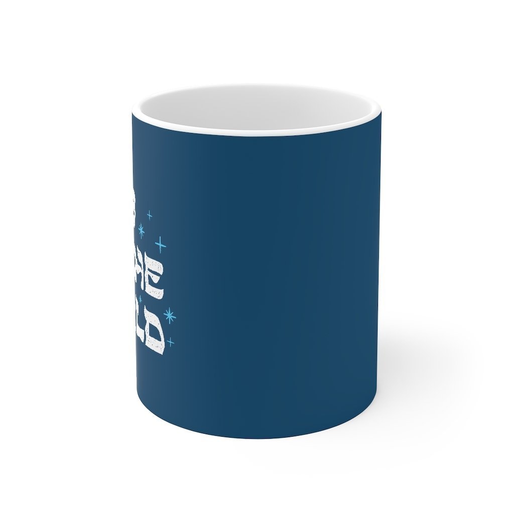 Oy To The World Coffee Mug - White Ceramic Holiday Mug