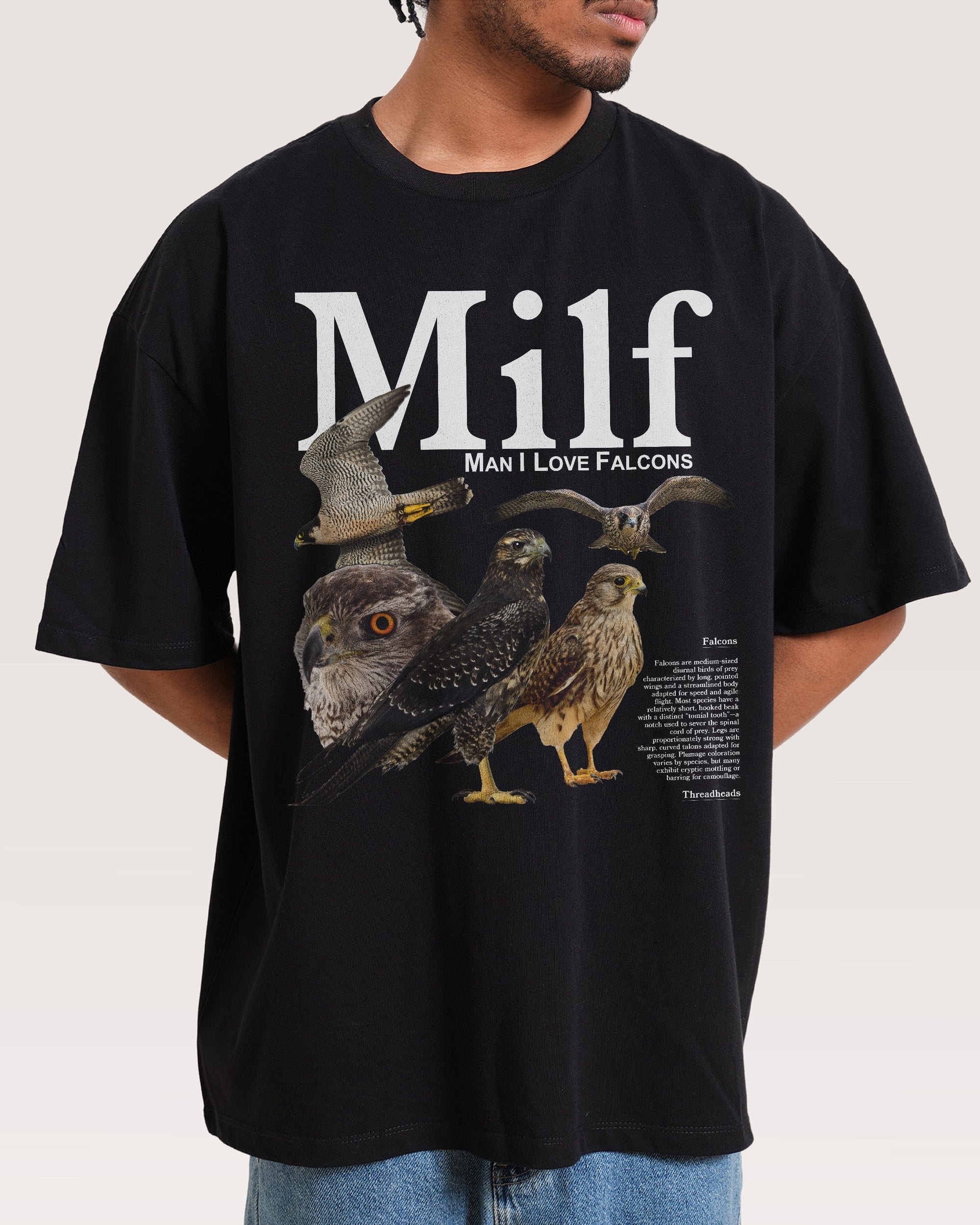 Man I Love Falcons Oversized Graphic T-Shirt - Unisex 90s Boxy Fit Cotton Tee