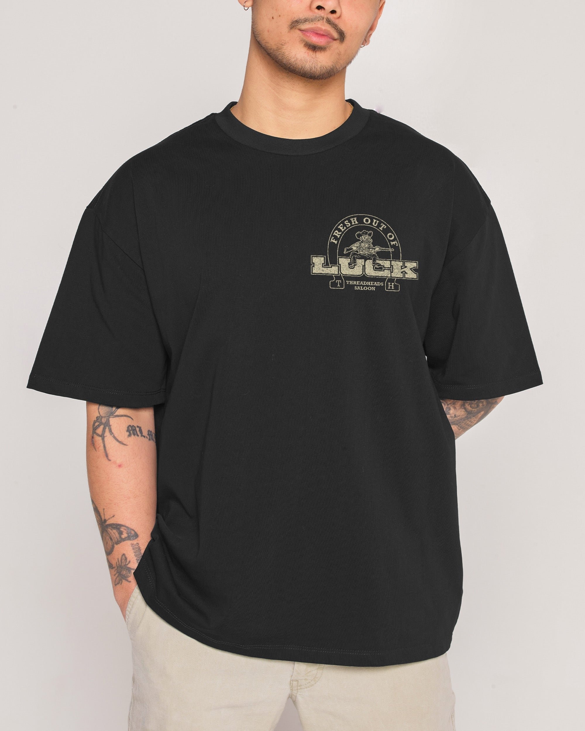 Fresh Out of Luck Oversized Graphic Tee - Unisex 90s Boxy Fit 100% Combed Cotton