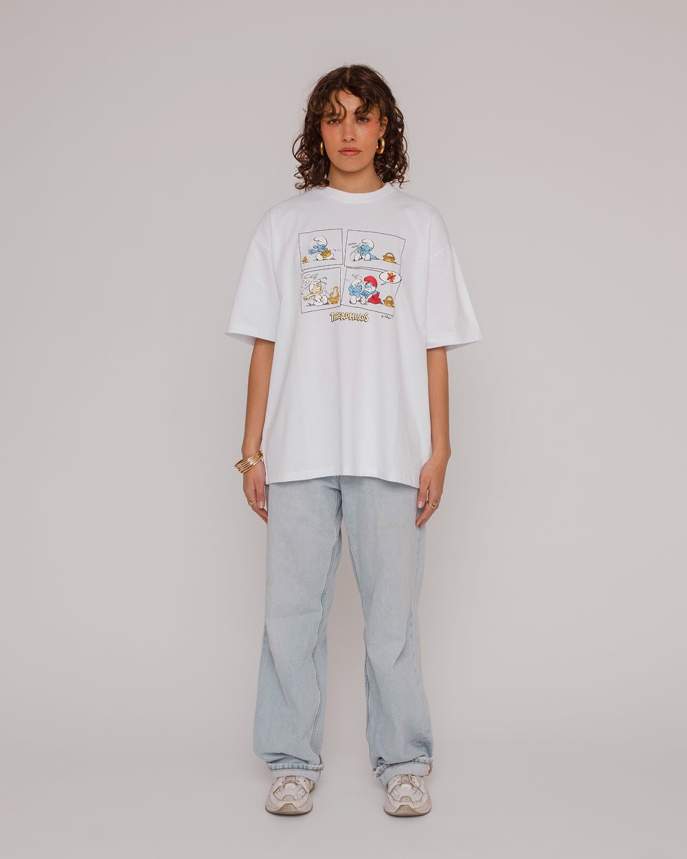 Smurfs Mushroom Effects Oversized Graphic Tee - Unisex 100% Combed Cotton