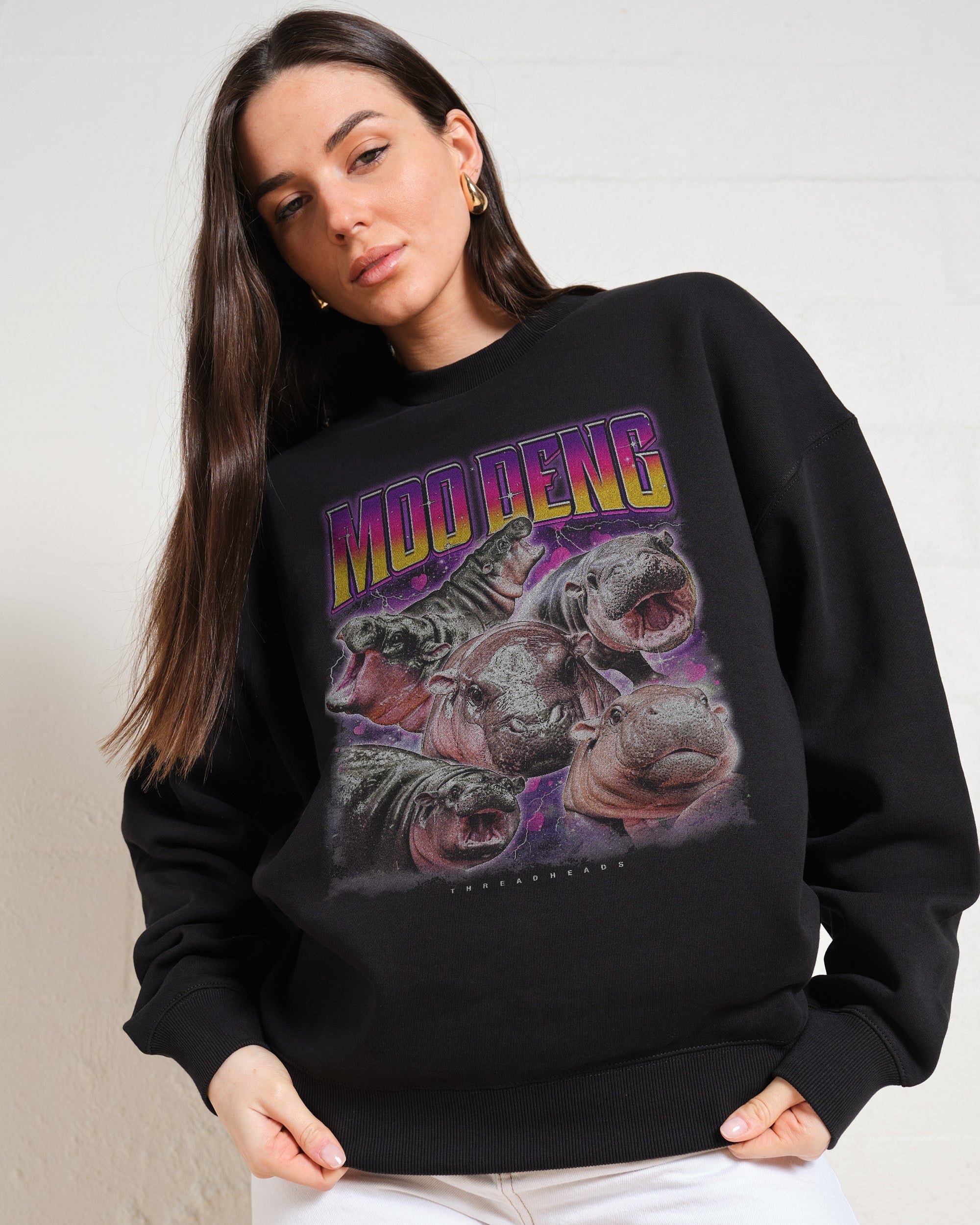 Moo Deng Sweatshirt - Premium Unisex Graphic Sweatshirt by Threadheads
