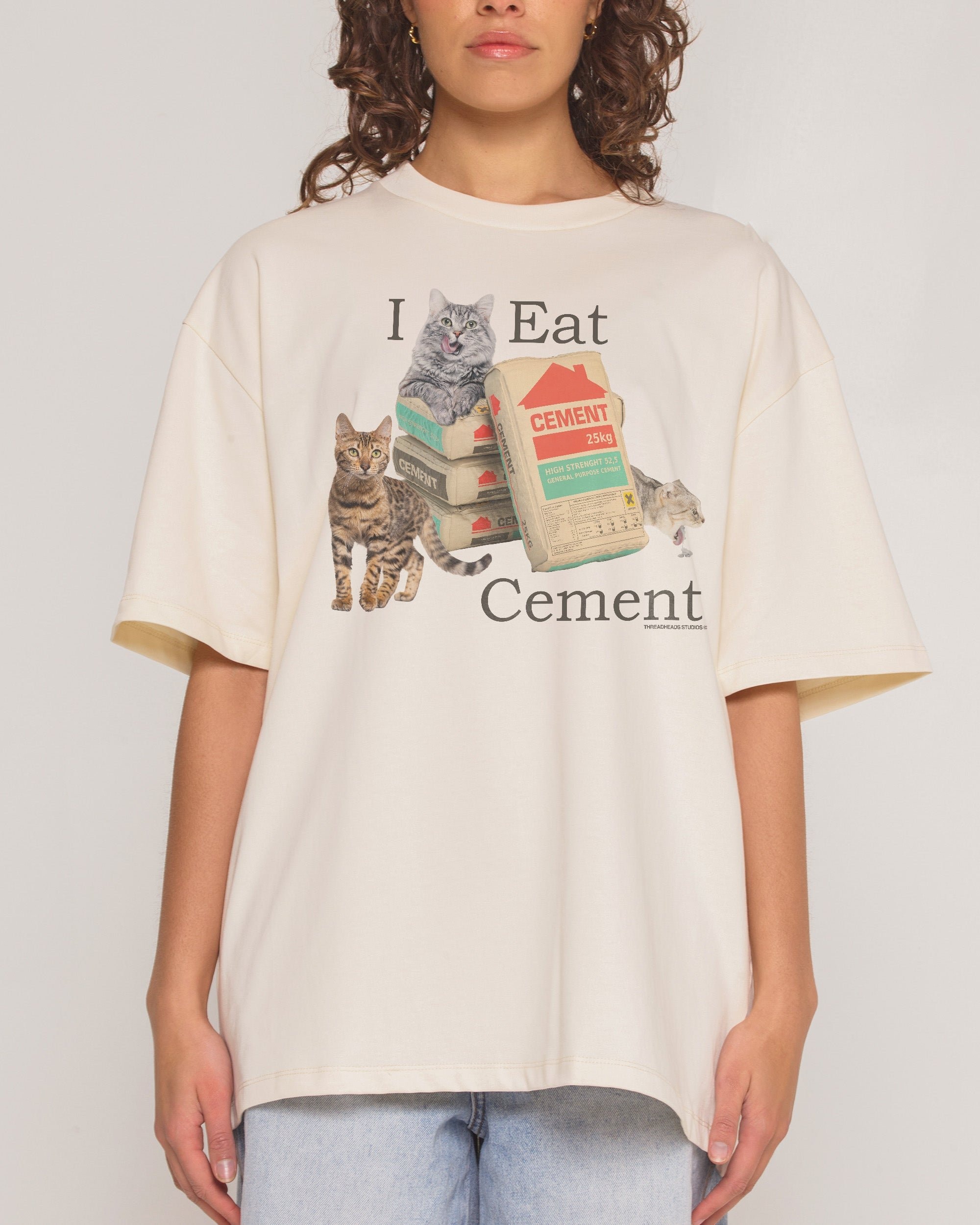 I Eat Cement Oversized Graphic Tee - Unisex 100% Combed Cotton Heavyweight T-Shirt