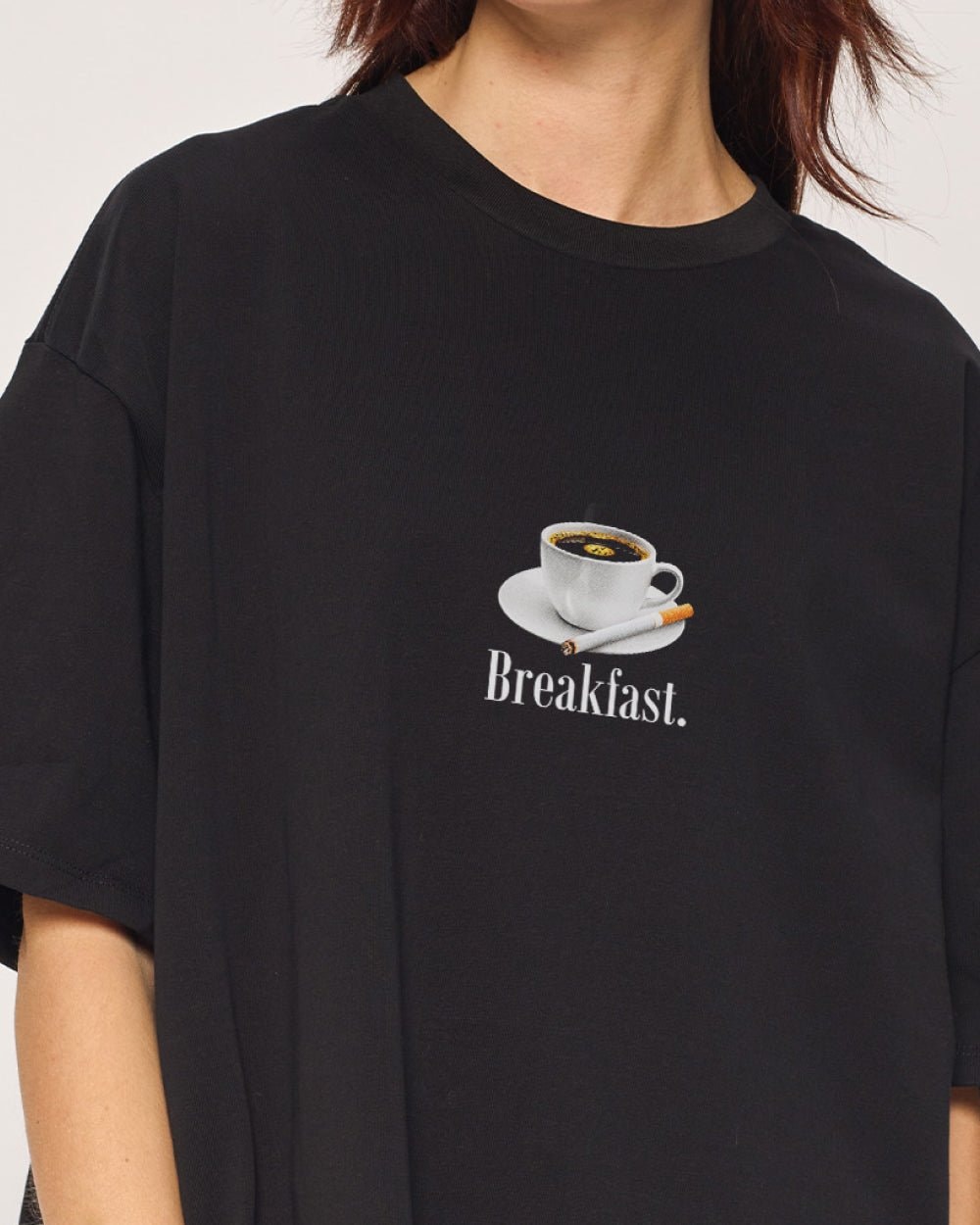 Breakfast Coffee Oversized Graphic Tee - Threadheads Unisex 90s Boxy Fit Cotton T-Shirt