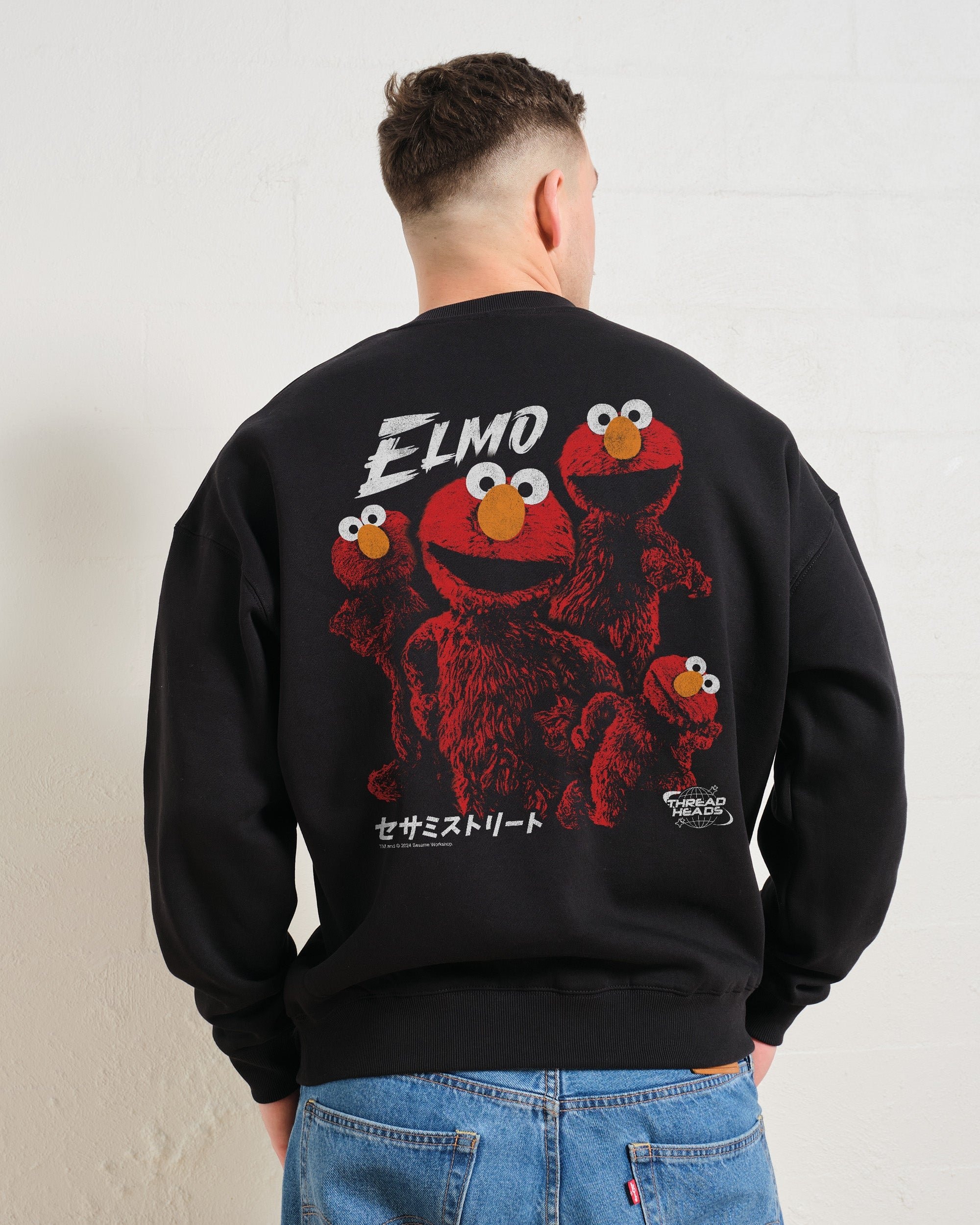Tokyo Elmo Front and Back Unisex Sweatshirt Sesame Street Official 340gsm Cotton Blend