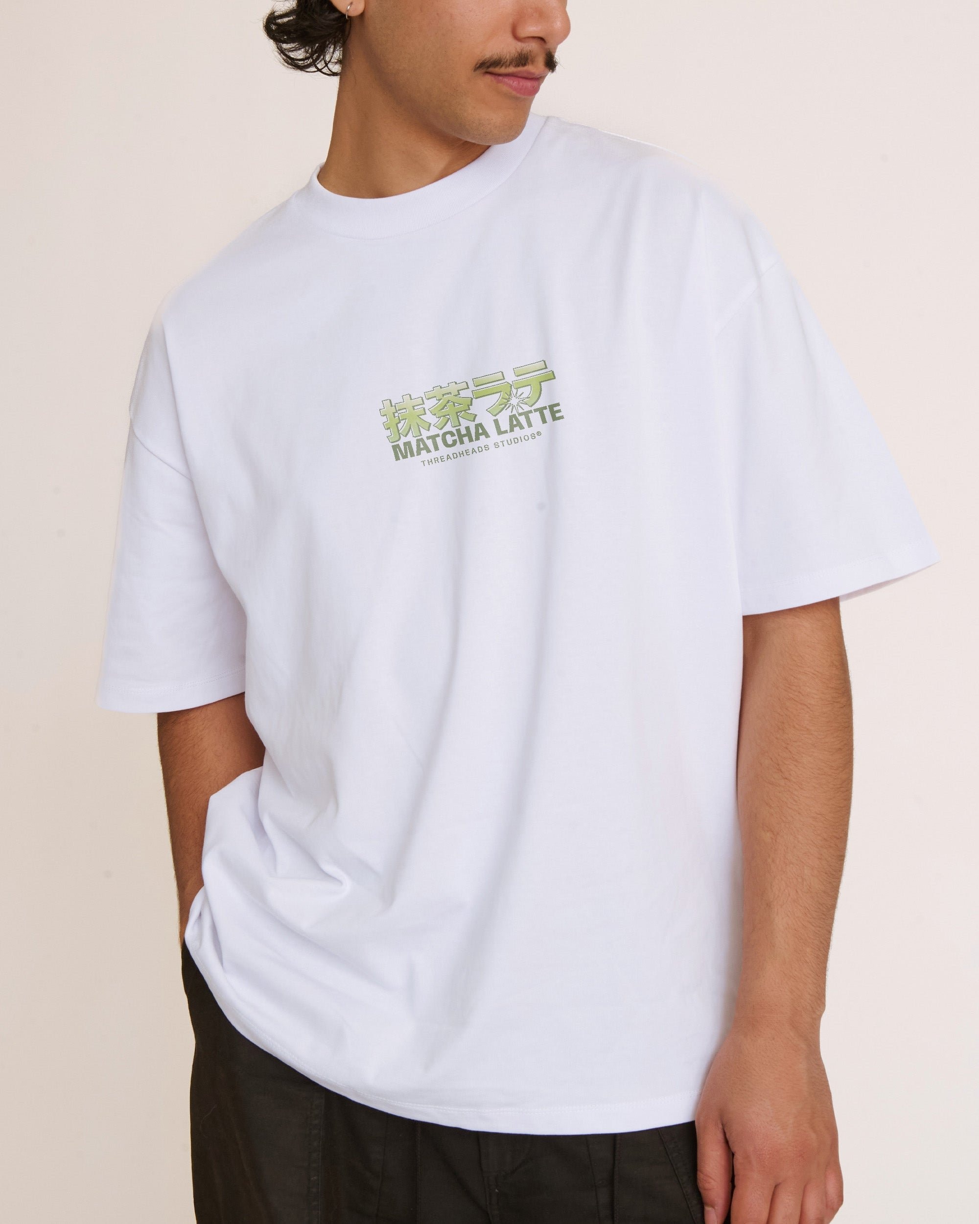 Matcha Latte Oversized Graphic Tee - Threadheads 90s Boxy Fit 100% Combed Cotton