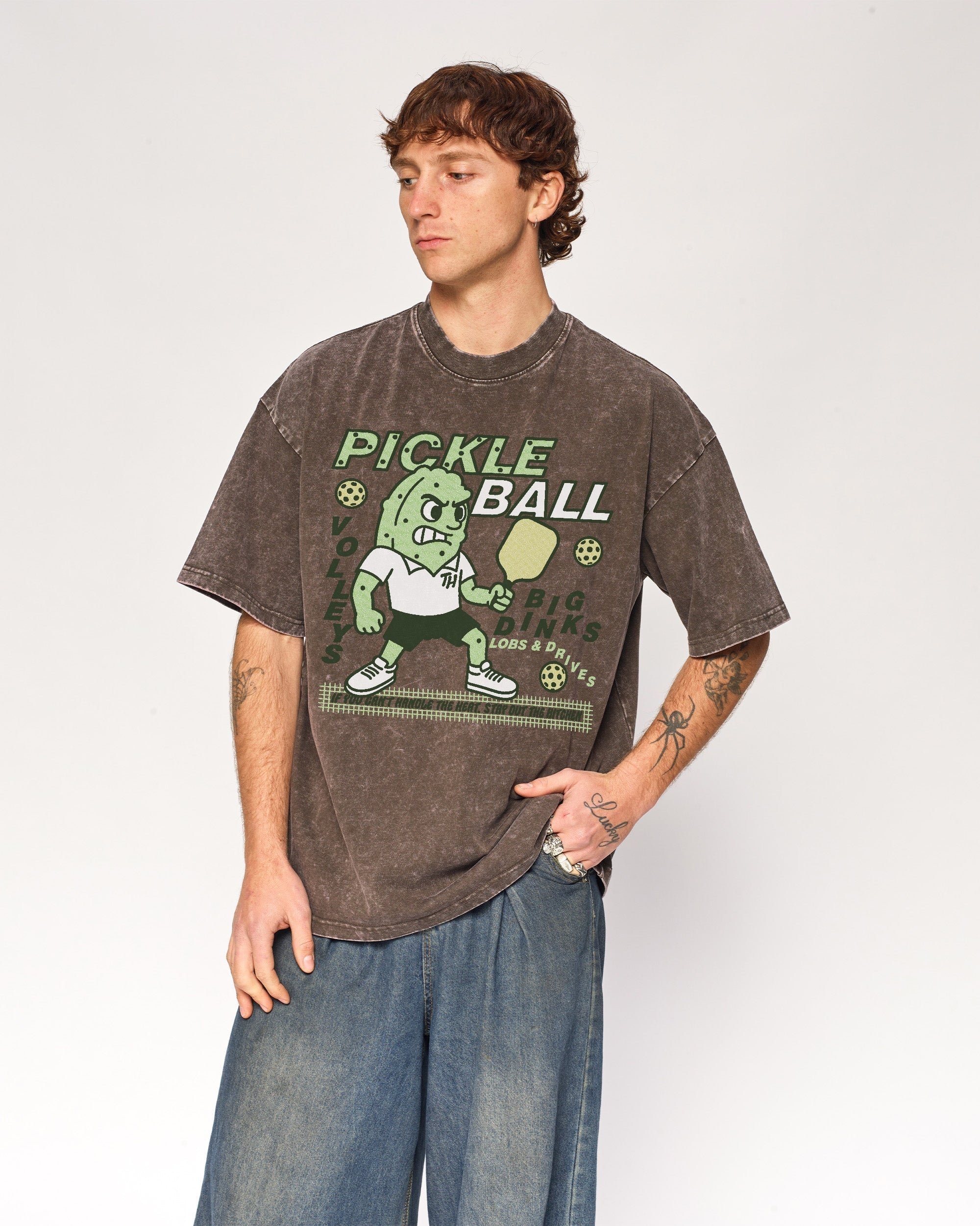 Pickleball Oversized Graphic Tee - Unisex 90s Boxy Fit 100% Combed Cotton
