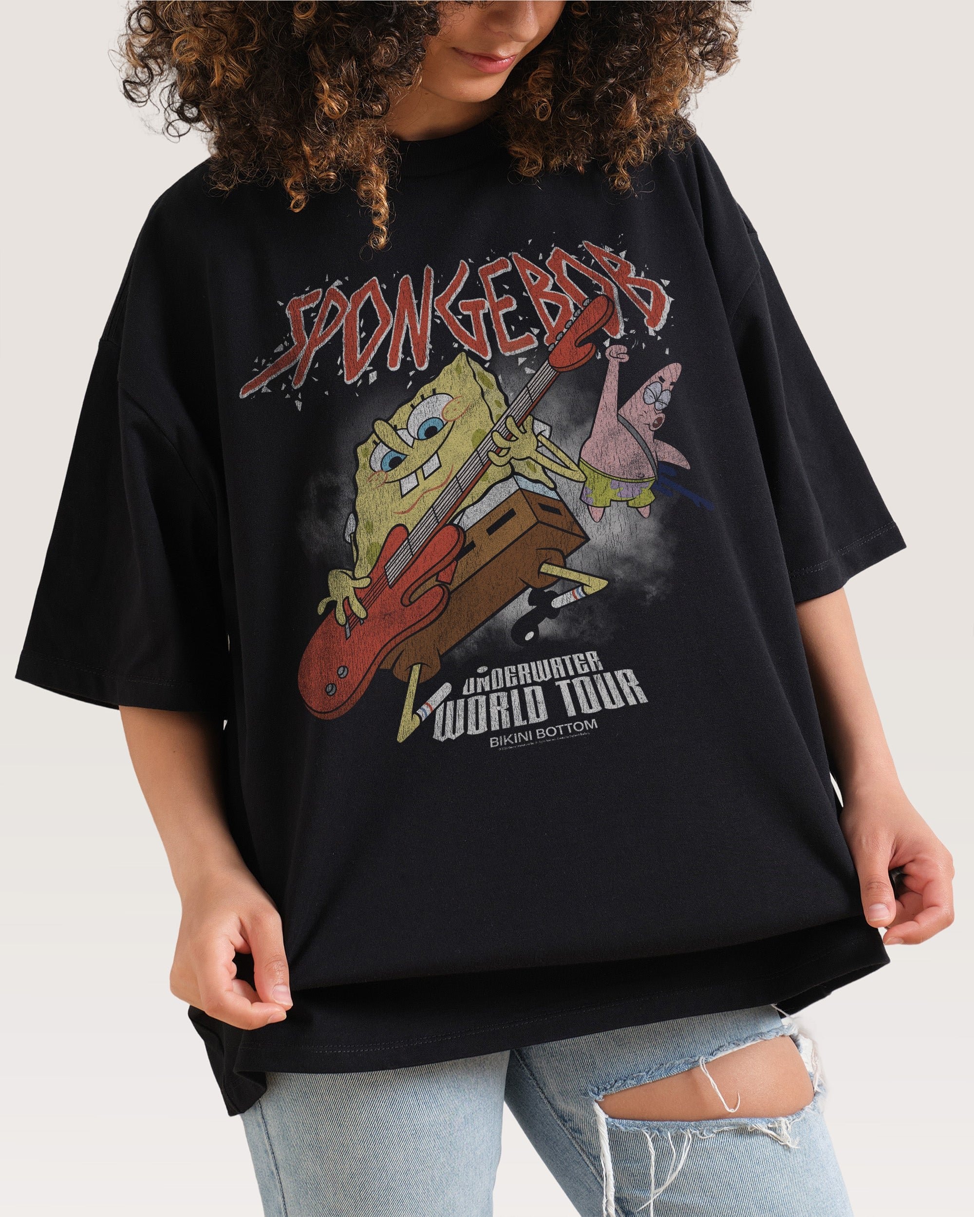 SpongeBob World Tour Oversized Graphic T-Shirt - Unisex 100% Combed Cotton Tee