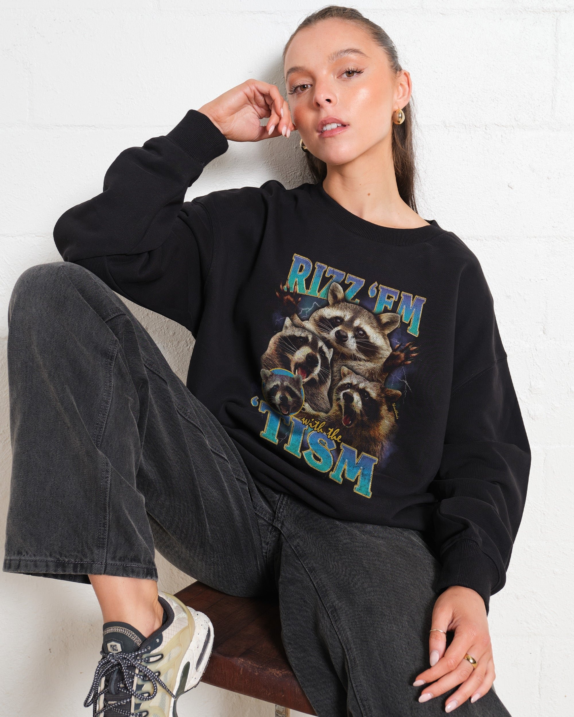 Rizz 'Em With the 'Tism Unisex Graphic Sweatshirt - Premium Cotton-Poly Blend 340gsm