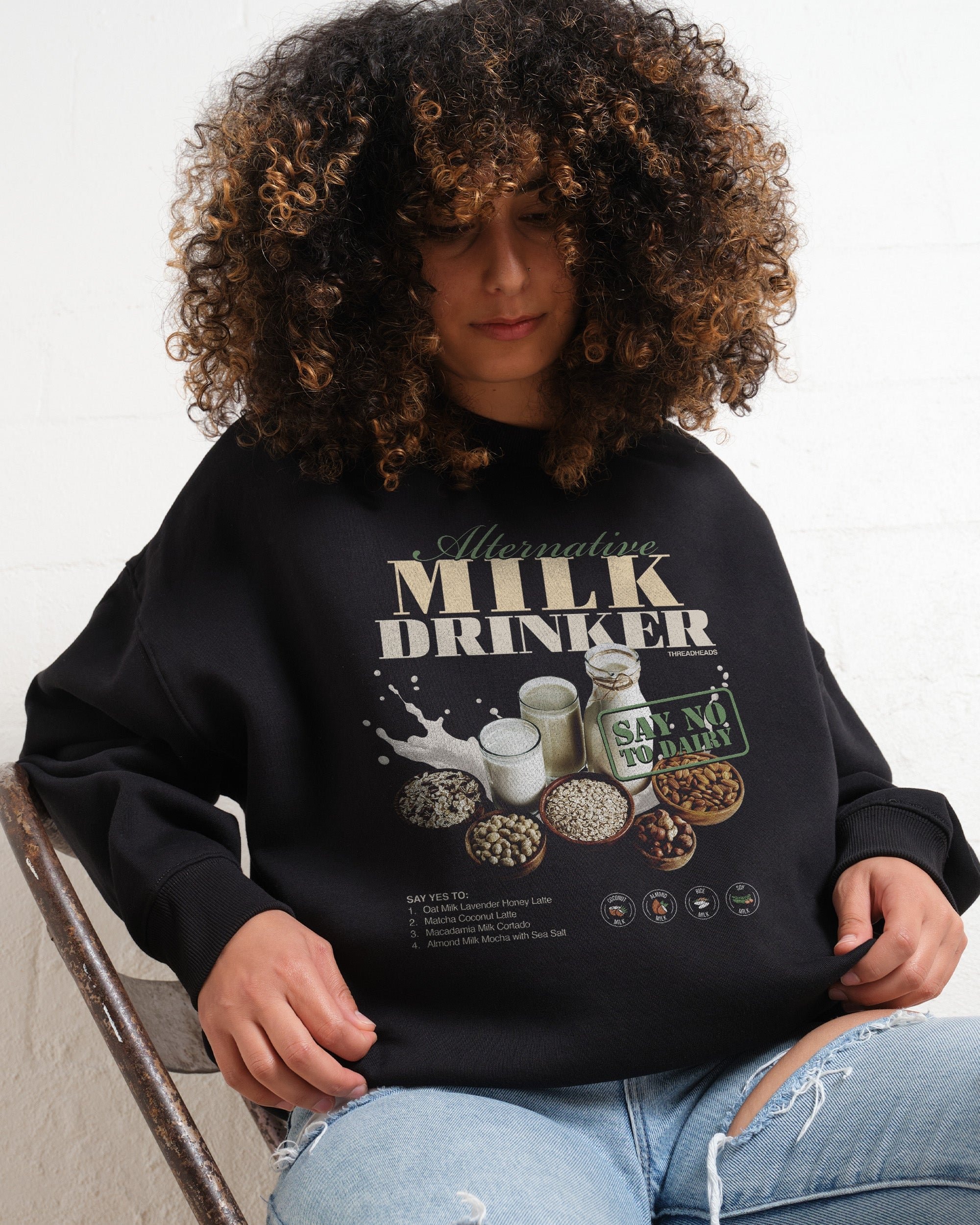 Alternative Milk Drinker Sweatshirt - Unisex Graphic Sweatshirt by Threadheads