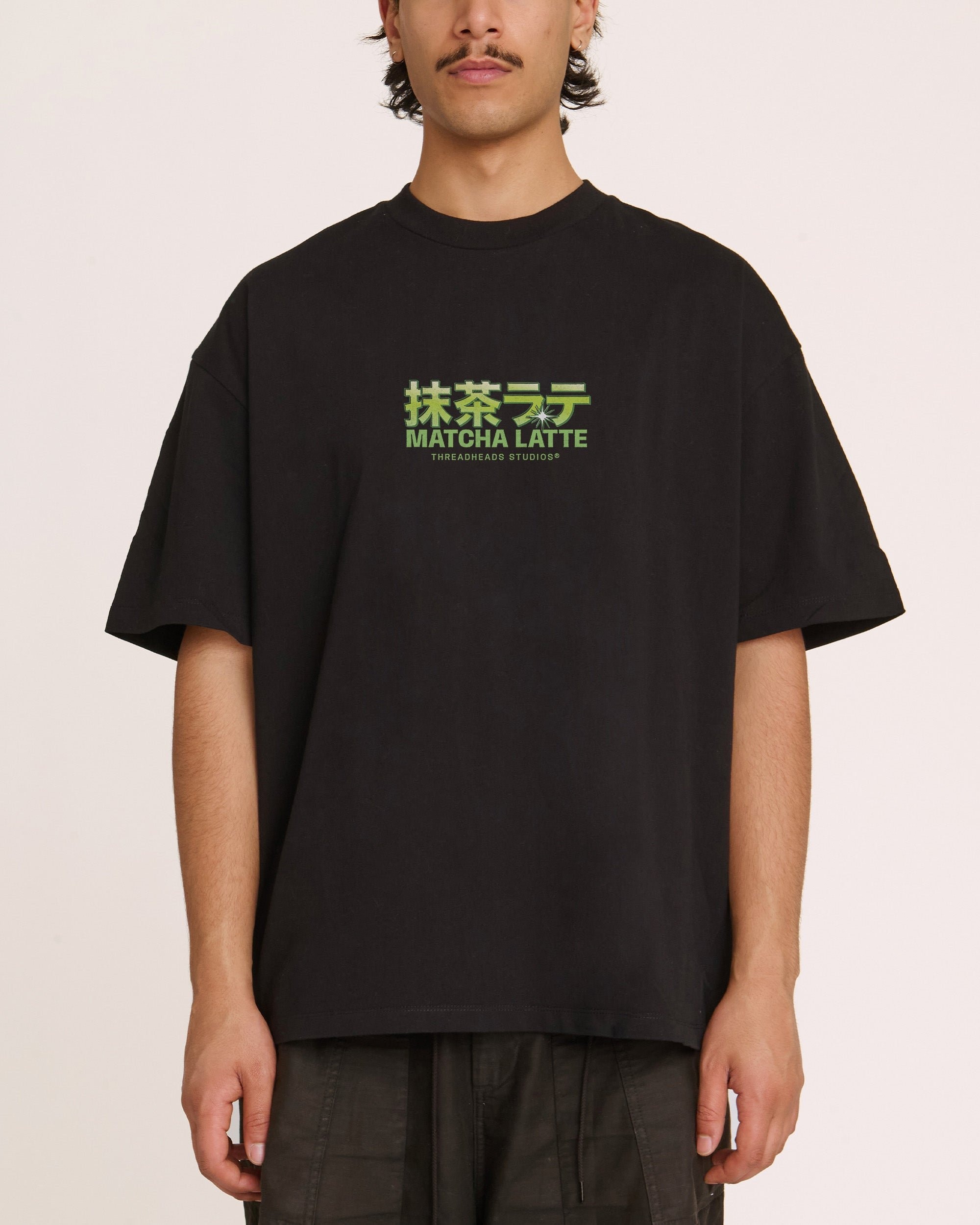 Matcha Latte Oversized Graphic Tee - Threadheads 90s Boxy Fit 100% Combed Cotton