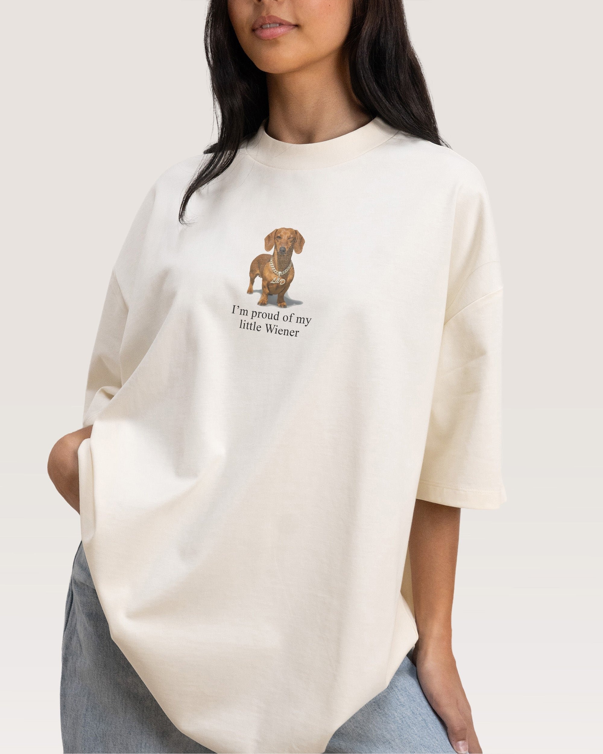 Little Wiener Oversized Graphic Tee - Unisex 90s Boxy Fit 100% Combed Cotton