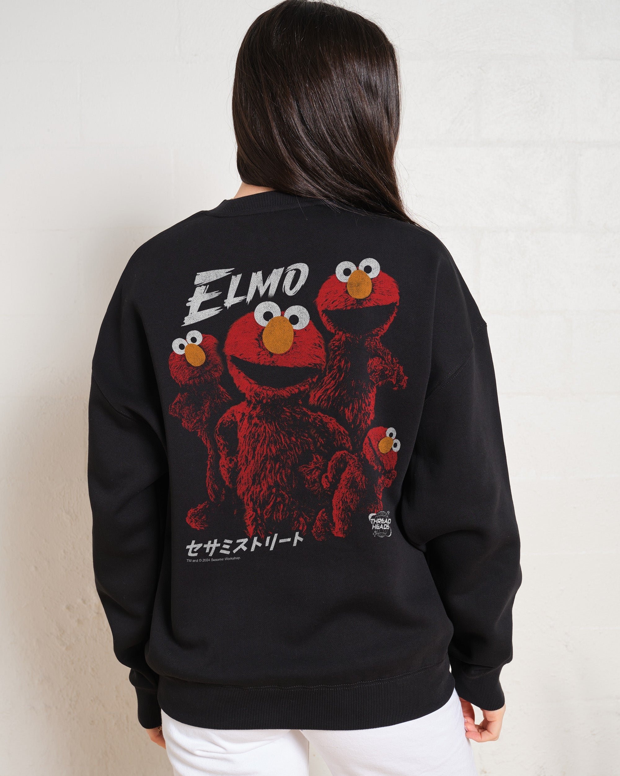 Tokyo Elmo Front and Back Unisex Sweatshirt Sesame Street Official 340gsm Cotton Blend