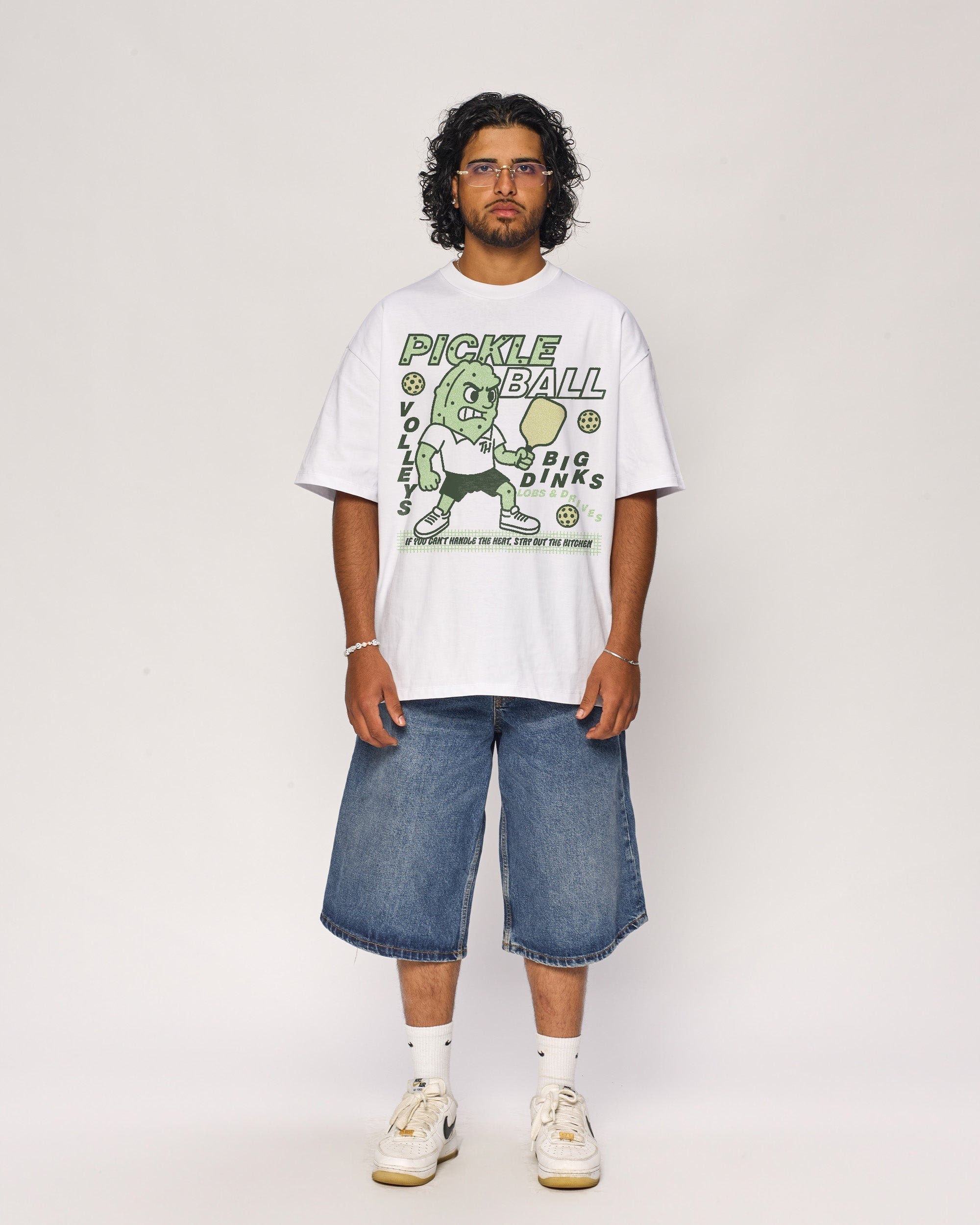 Pickleball Oversized Graphic Tee - Unisex 90s Boxy Fit 100% Combed Cotton