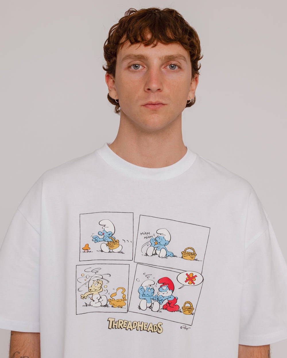 Smurfs Mushroom Effects Oversized Graphic Tee - Unisex 100% Combed Cotton