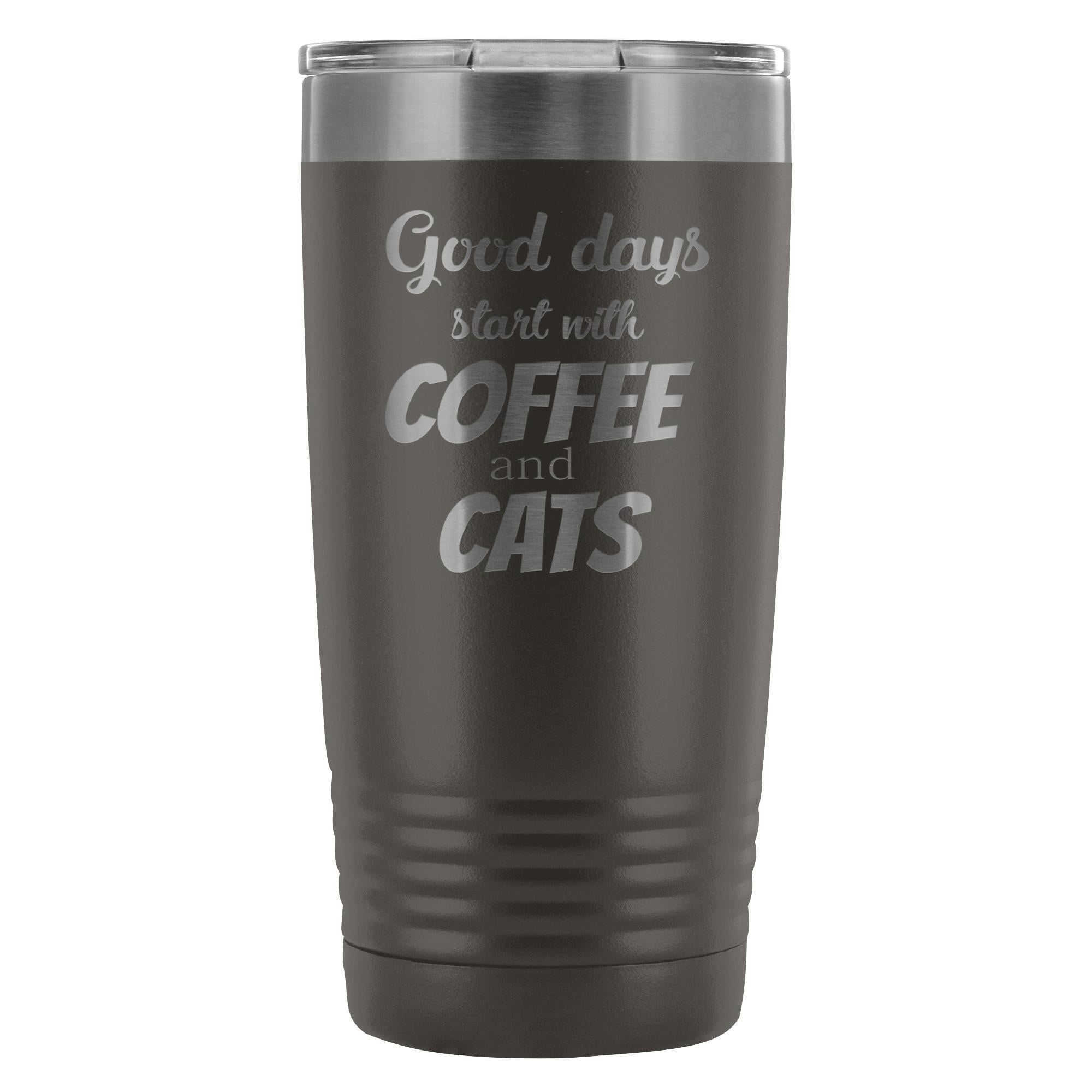 Coffee and Cats 20oz Vacuum Tumbler - Polar Camel Double Wall Insulated Stainless Steel